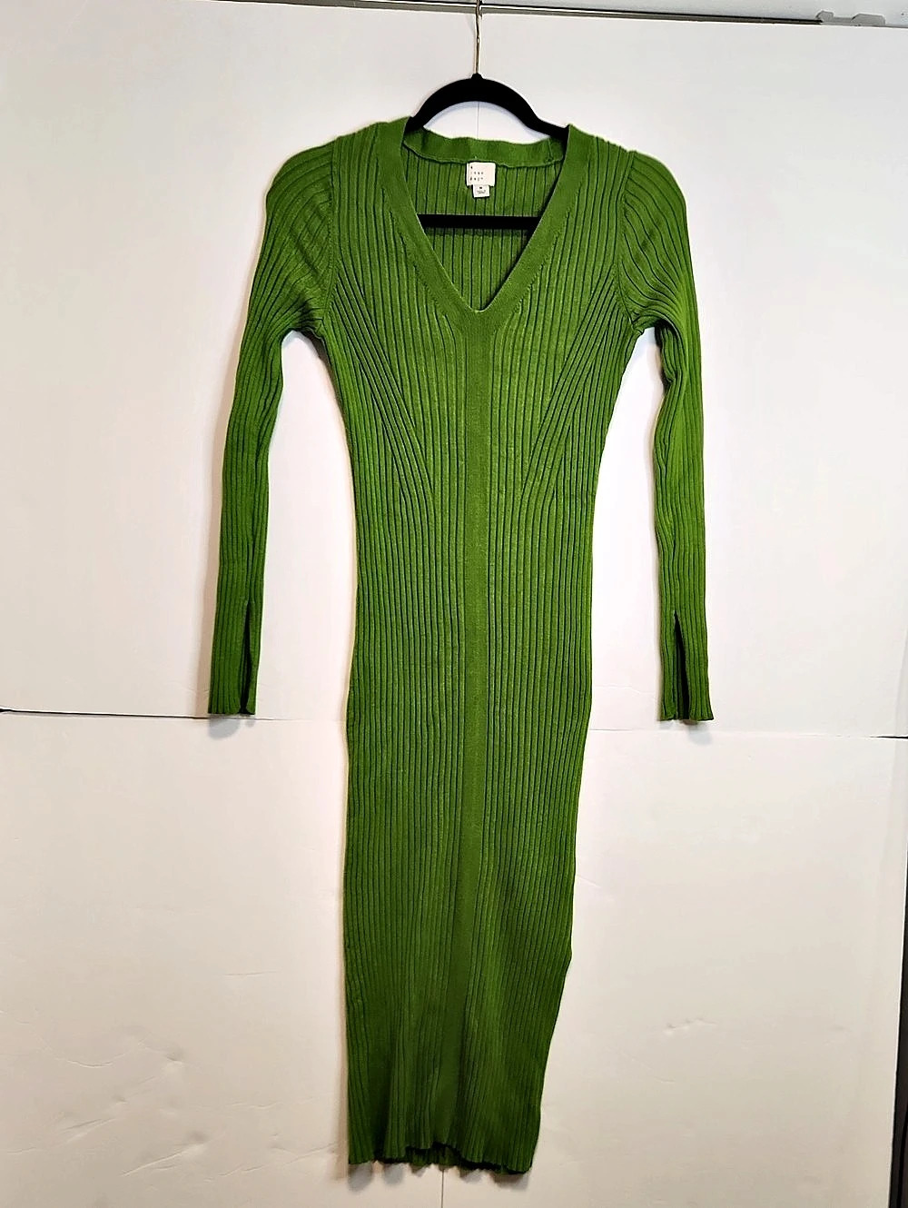 A New Day Ribbed Midi Dress in Green Size Small Like New